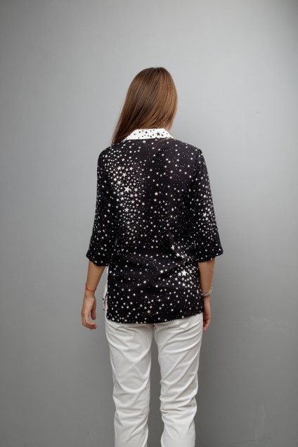Блузка 1037 черно-белый Mita Fashion