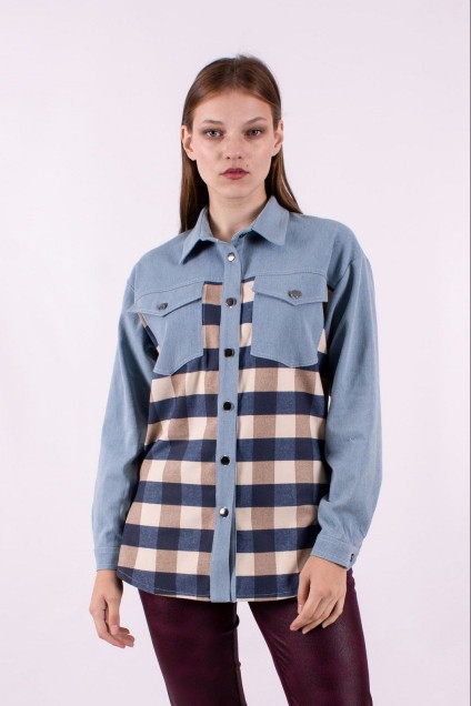 Рубашка 1191 голубой Mita Fashion