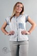 Блузка 921 белый+синяя отделка Mita Fashion