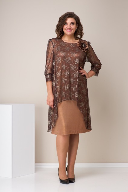 Платье 1506 коричневый Moda-Versal