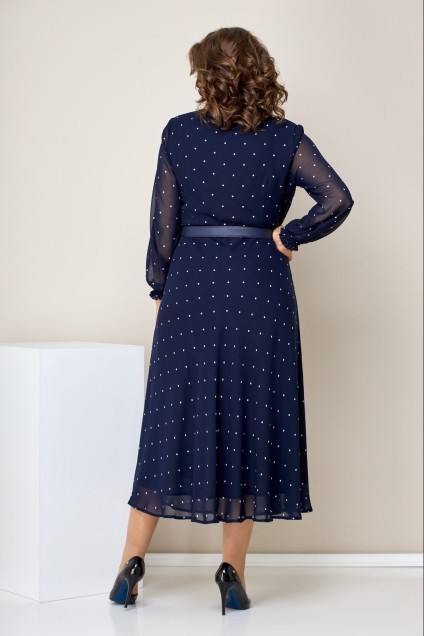 Платье 2360 темно-синий + горох Moda-Versal