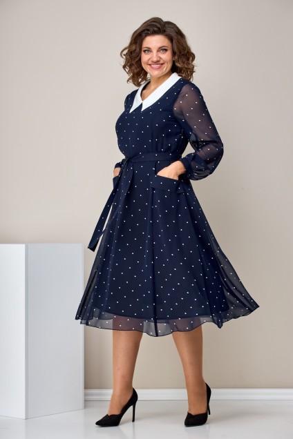 Платье 2399 темно-синий горох Moda-Versal