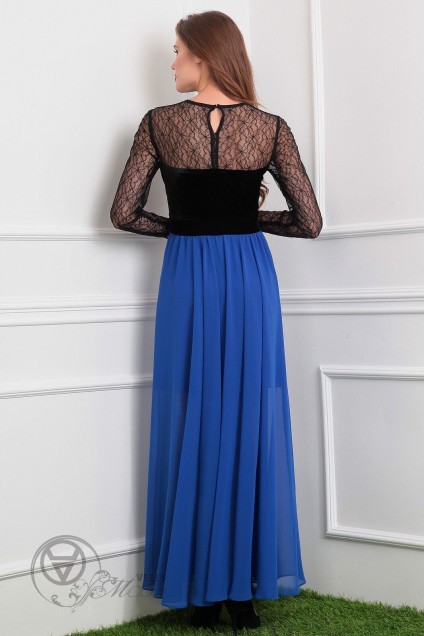 Платье 2386 черный+голубой Мода-Юрс