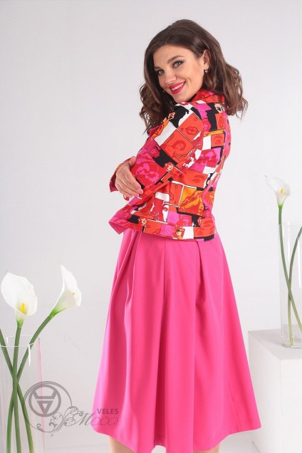 Костюм с юбкой 2400 розовый Мода-Юрс