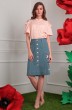 Костюм с юбкой 2408 розовый+зеленая юбка+аппликация сакура Мода-Юрс