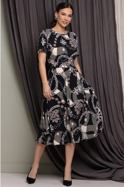 Костюм с платьем 2513-1 серый + цепи Мода-Юрс