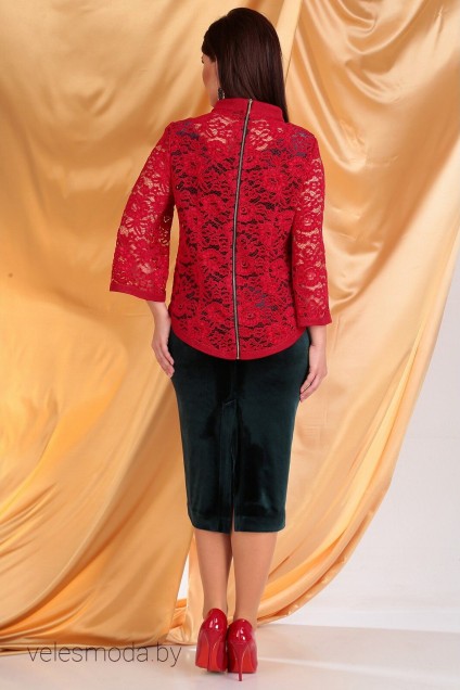 Комплект с платьем 2536 красный+зеленый Мода-Юрс