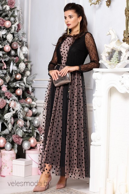 Платье 2616 черный+розовый Мода-Юрс