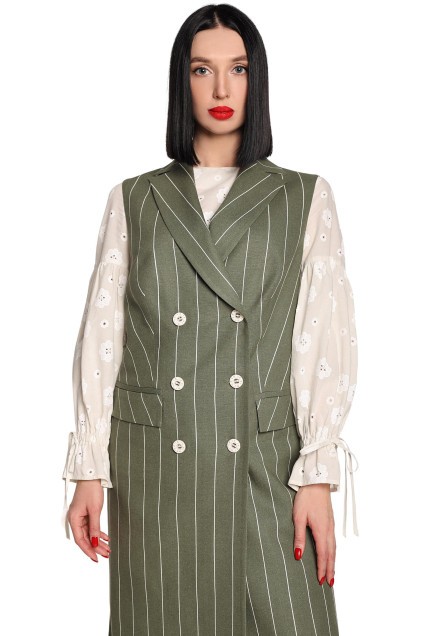 Сарафан+блузка 2676 зеленый + полоска Мода-Юрс