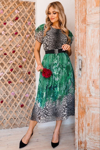 Костюм с платьем 2818-1 зеленый Мода-Юрс