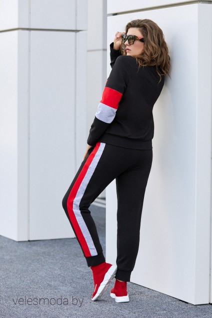 Спортивный костюм 367 черный+красный+серый Мублиз