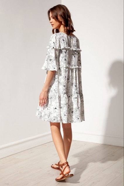 Платье 50129 черно-белый + цветы Nova Line