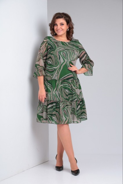 Платье 1-013 зеленые разводы POCHERK