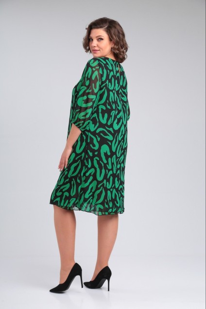 Платье 1-021 черно-зеленый POCHERK
