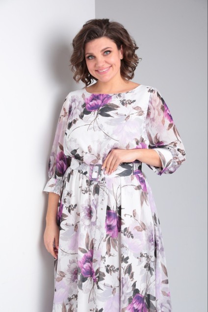Платье  1-026 бело-фиолетовый POCHERK