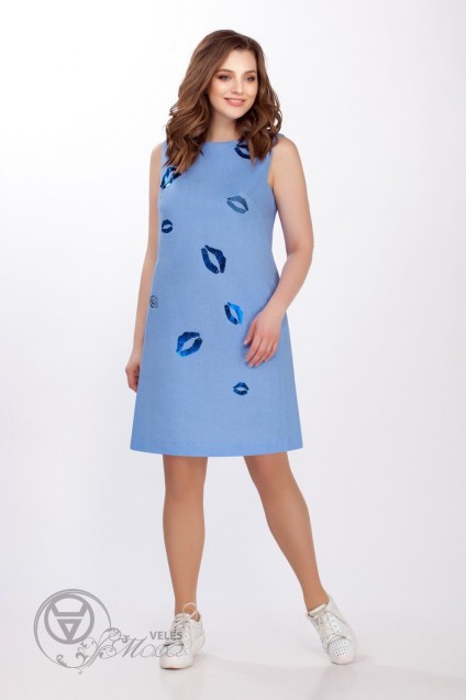 Платье 3650 голубой Prestige