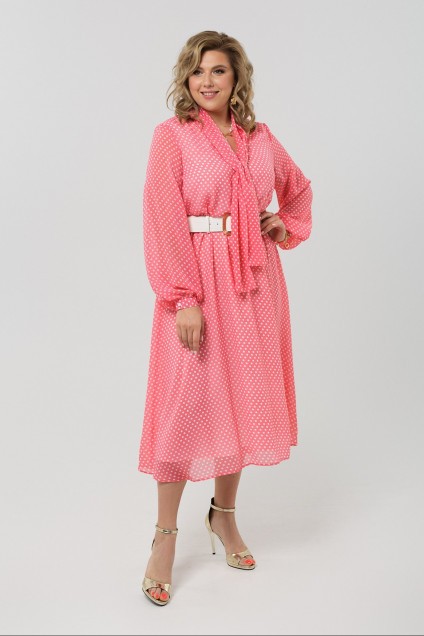 Платье 1974 розовый + горох Pretty