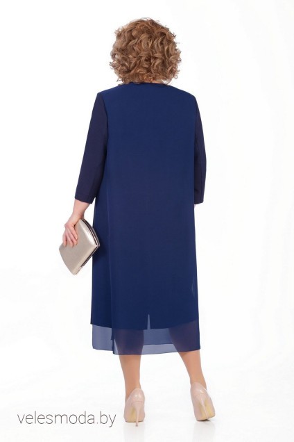 Платье 997 темно-синий+горох Pretty