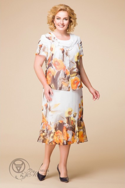 Платье 1-1001 оранж маки Romanovich style