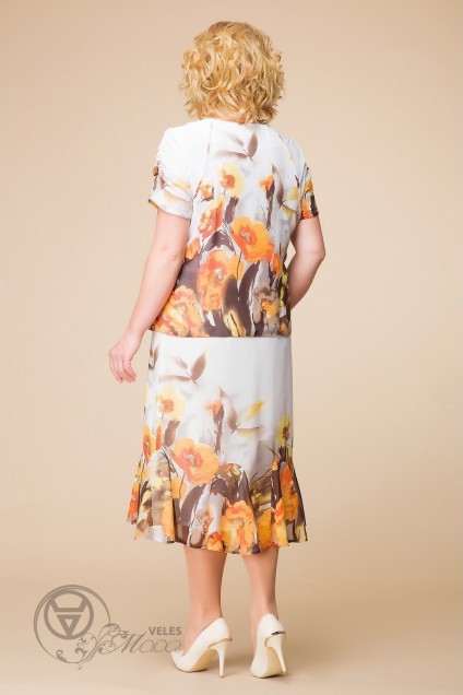 Платье 1-1001 оранж маки Romanovich style