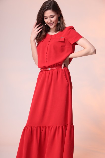 Платье 1-1206 красный Romanovich style