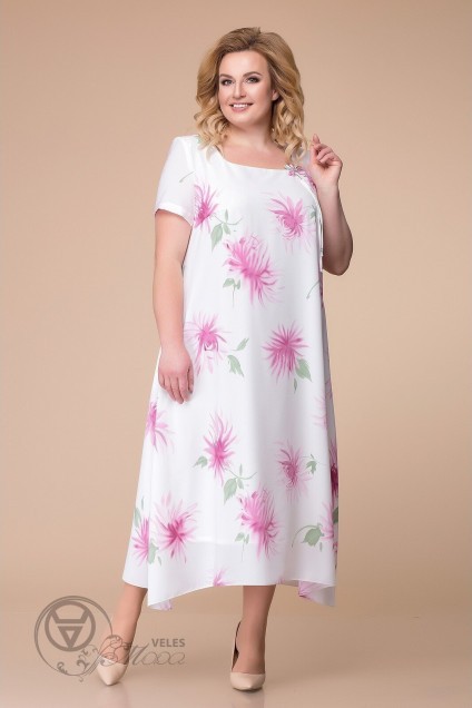 Платье 1-1332 белый+фуксия Romanovich style