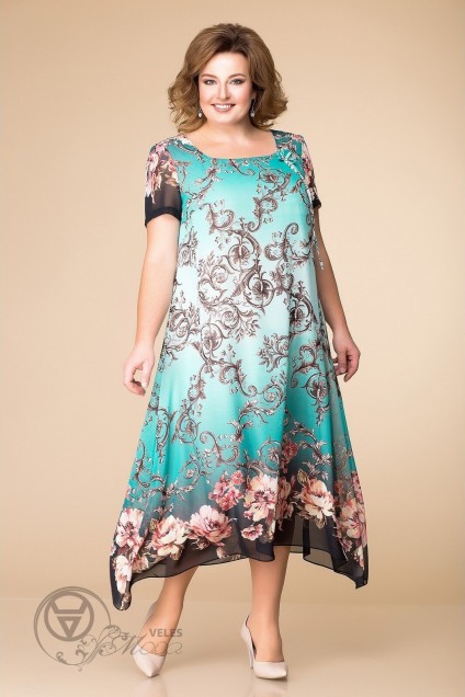 Платье 1-1332 бирюзовые вензеля Romanovich style