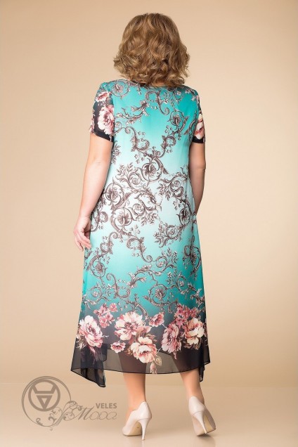 Платье 1-1332 бирюзовые вензеля Romanovich style