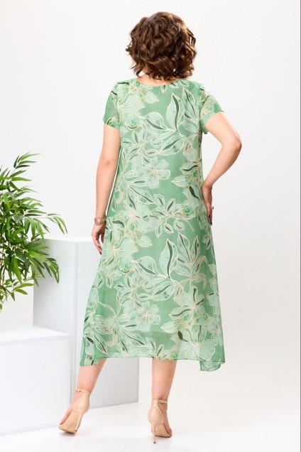 Платье 1-1332 зелёный-1 Romanovich style