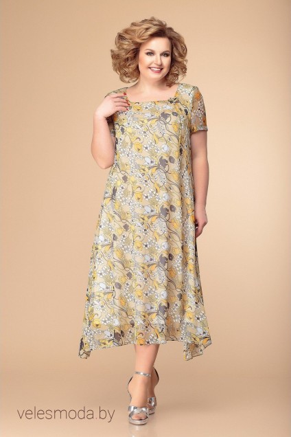 Платье 1-1332 оливково-желтый Romanovich style