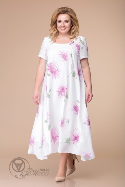 Платье 1-1332 белый+сирень Romanovich style