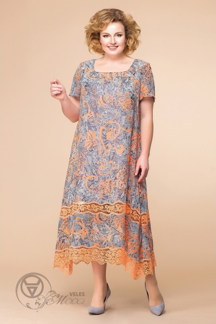 Платье 1-1332 оранж Romanovich style