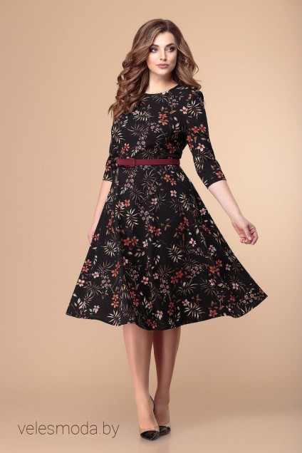 Платье 1-1392 черный+мультиколор Romanovich style