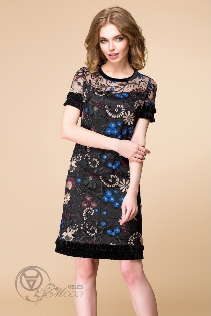 Платье 1-1563 цветное кружево Romanovich style