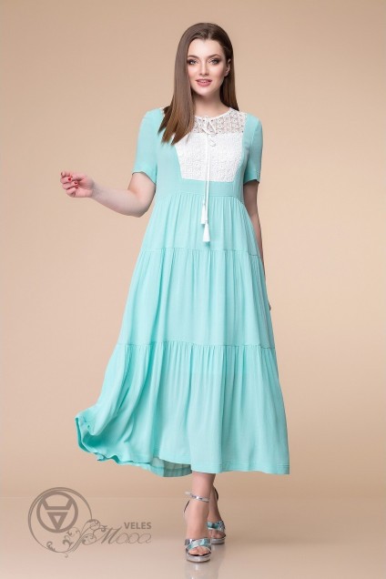 Платье 1-1781 мята+белый Romanovich style