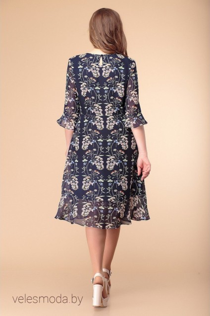 Платье 1-1960 синий+акация Romanovich style