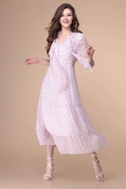 Платье 1-2173 бело-розовые тона Romanovich style