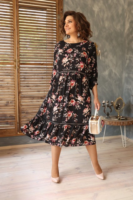 Платье 1-2411 черный Romanovich style