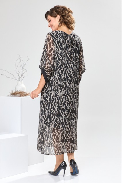 Платье 1-2442 чёрный + серый Romanovich style