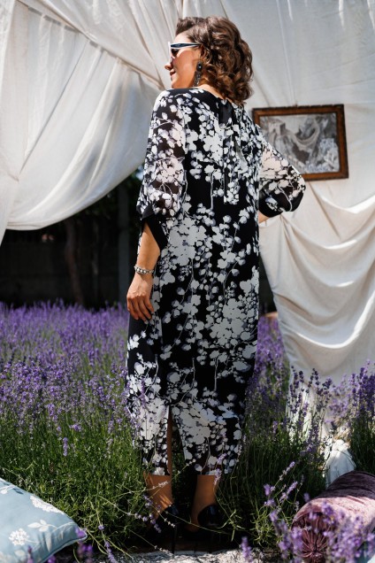 Платье 1-2442 белые цветы Romanovich style