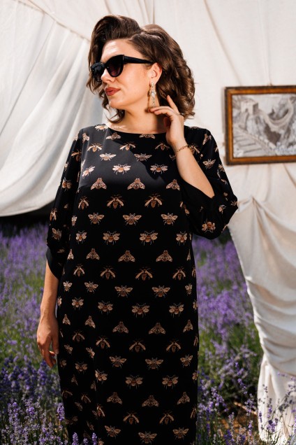 Платье 1-2442 черный+пчелы Romanovich style