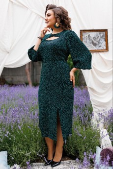 Платье 1-2545 чёрный + зелёный Romanovich style