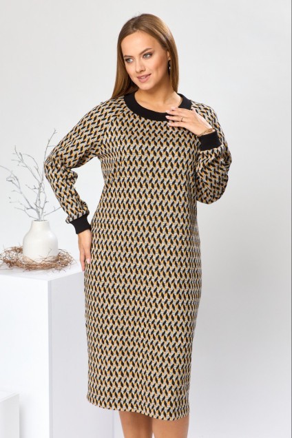 Платье 1-2569 горчица Romanovich style