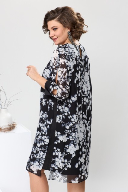 Платье 1-2628 чёрный + белый Romanovich style