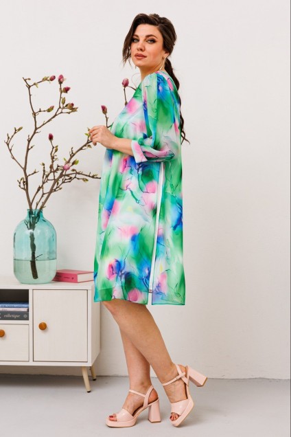 Платье 1-2628 салат + розовый Romanovich style