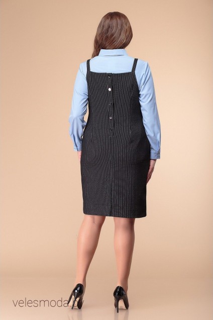 Комплект с платьем 3-1846 черный+голубой Romanovich style