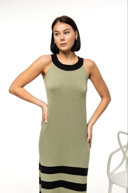 Платье 0041-ХЛ4 серо-зеленый Romgil