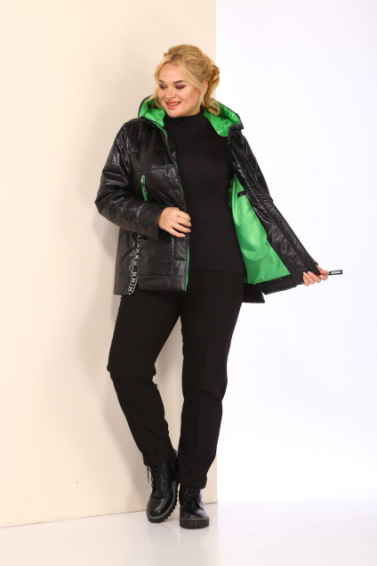 Куртка 2075 черный + зеленый Shetti