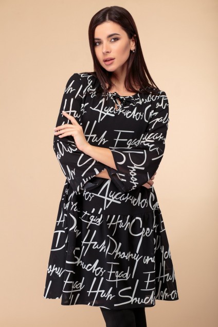 Платье 1374 черный+буквы Svetlana Style
