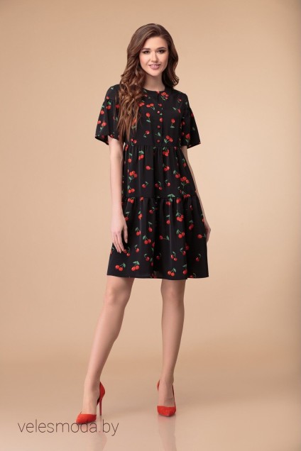 Платье 1379 черный+вишня Svetlana Style